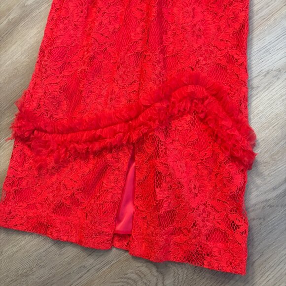 Alexis Anabella Lace Midi Dress in red size XS sheer panels long sleeve 0 2 - Picture 14 of 15
